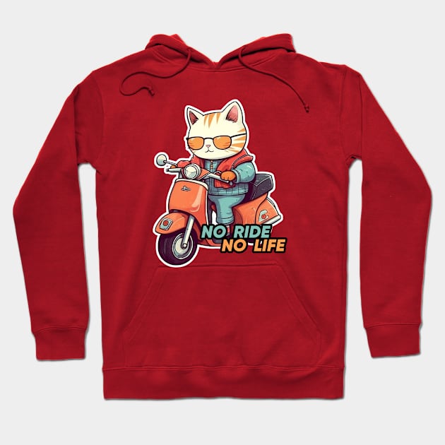 Kawaii cat riding scooter Hoodie by AestheticsArt81